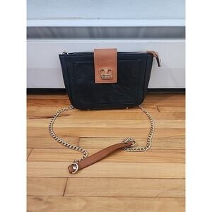 Valentina Brown And Black Leather Crossbody Bag - A020260 GOLD Chain